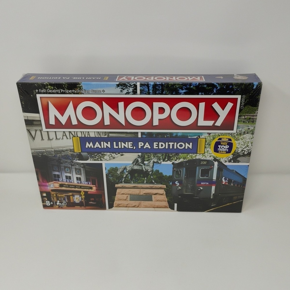 Monopoly Main Line PA Edition Board Game Factory Sealed w Free Top Trumps Card